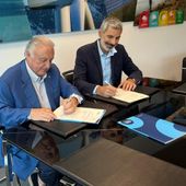 Da sn Graziano Dominidiato presidente Fipe Confcommercio VdA ed Enrico De Girolamo, presidente e Amministratore delegato CVA Energie Da sn Graziano Dominidiato presidente Fipe Confcommercio VdA ed Enrico De Girolamo, presidente e Amministratore delegato CVA Energie