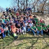Foto di gruppo per i partecipanti alla corvée di Saint Christophe Foto di gruppo per i partecipanti alla corvée di Saint Christophe