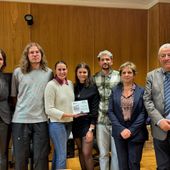 La delegazione di Le Digourdì a fianco della conduttrice Rai Katia Berruquier e del direttore di sede, Severino Zampaglione