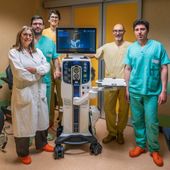 Da sn Annie Cometto, Fabio Maradei, Erik Mus, il primario Luca Ventre e Antonio Valastro