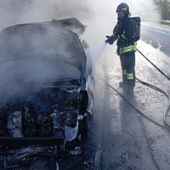 L'auto è stata completamente distrutta dalle fiamme (foto VV FF)