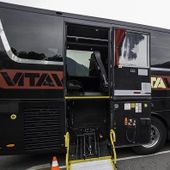 Un pullman adibito al trasporto pubblico in Valle d'Aosta Un pullman adibito al trasporto pubblico in Valle d'Aosta