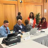 Esponenti di VdA Aperta in sala stampa elettorale Esponenti di VdA Aperta in sala stampa elettorale