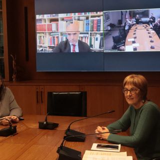 Erika Guichardaz, il professor Giovanni Maria Caruso in videocollegamento e Chiara Minelli
