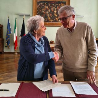 Caterina Sergi e Raffaele Rocco alla firma dell'accordo