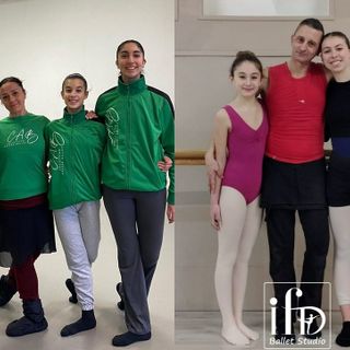 Da sn: Serena, Maria e Martina Antonia con Stefania Pace; a dx Sofia Maria e Luna con Luigi Variale