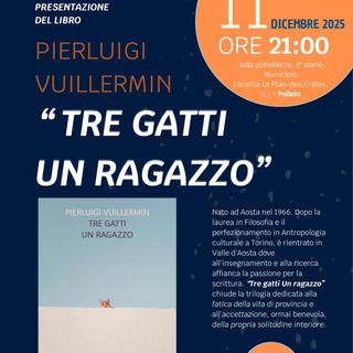 'Tre gatti. Un ragazzo', Pierluigi Vuillermin a Pollein con il suo nuovo romanzo