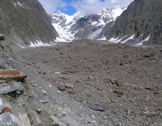 Il Miage, ormai in prevalenza 'ghiacciaio nero'