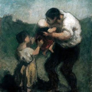 'Il bacio, padre e figli' (1845-1848), Honoré Daumier