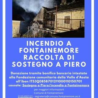 Incendio a Planaz di Fontainemore, raccolta fondi per aiutare Piero a ripartire