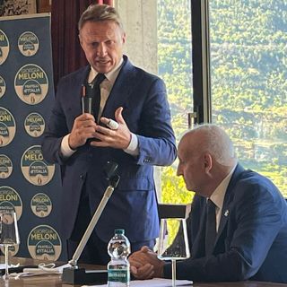 Francesco Lollobrigida e Alberto Zucchi all'incontro di Aymavilles