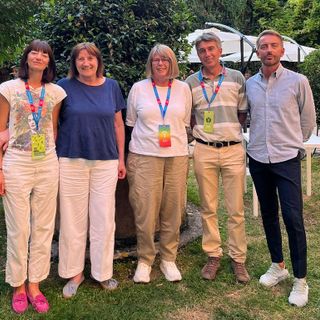 Da sn Annalisa Cittera, area mostre Forte di Bard; la presidente Ornella Badery con la presidente del Festivaletteratura Laura Baccaglioni; Michele Freppaz e Stefano Ferretti, area marketing Forte di Bard