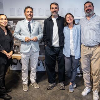 Mine Festival, inaugurazione della mostra 'Voci nascoste': Arianna Arcara, Laurent Vierin, Giangavino Pazzola, Nicole Seris, Alessandro Ottenga (photo credit Roberto Roux-85)