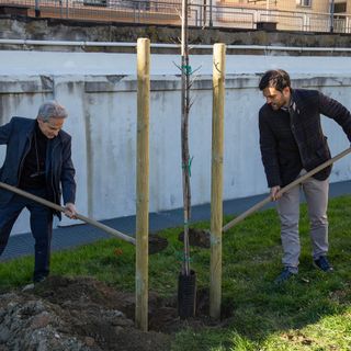 Il sindaco Nuti e l'assessore Carrel hanno 'inaugurato' la piantumazione