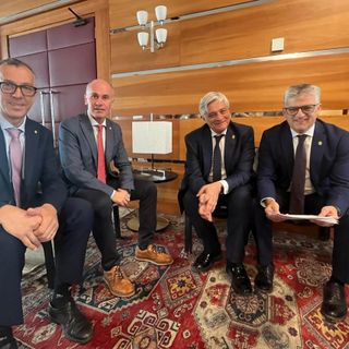 Da sn Corrado Jordan, Albert Chatrian, Luciano Caveri e Luigi Bertschy