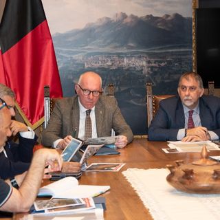 Il presidente della Giunta, Renzo Testolin e il Capo della Protezione civile, Fabio Ciciliano