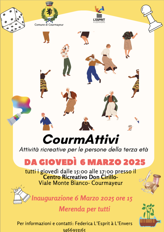 'CourmAttivi, attività ricreative per la terza età ai piedi del Bianco 'CourmAttivi, attività ricreative per la terza età ai piedi del Bianco