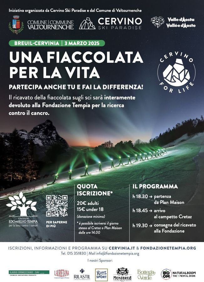 Lunedì 3 marzo a Breuil-Cervinia 'Una fiaccolata per la vita' Lunedì 3 marzo a Breuil-Cervinia 'Una fiaccolata per la vita'