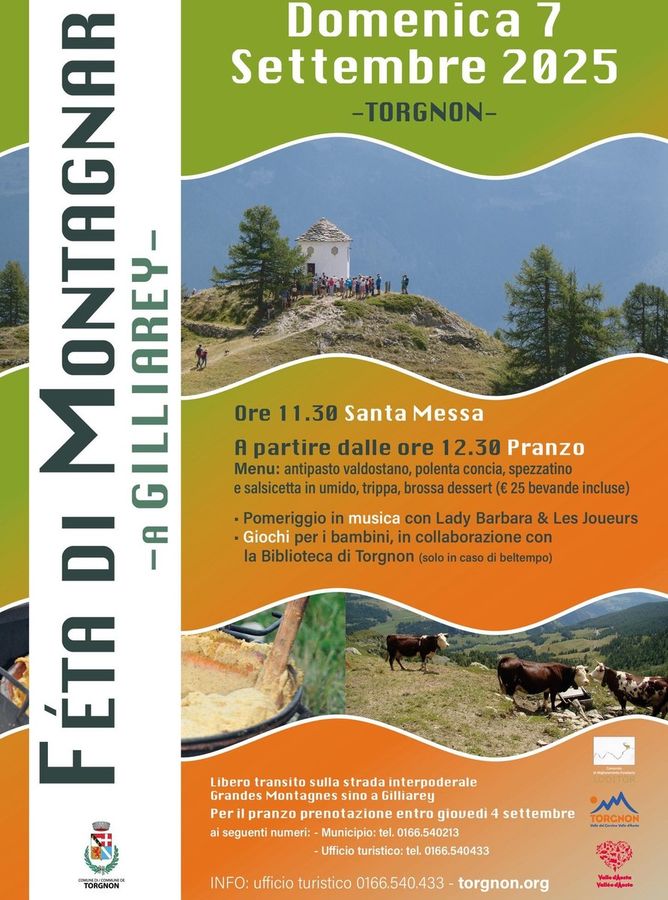 Torgnon, domenica 7 settembre c'è la Féta di Montagnar a Gilliarey