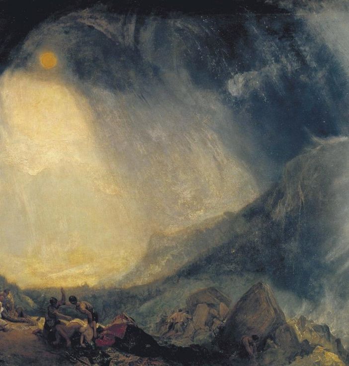 'Bufera di neve, Annibale e il suo esercito attraversano le Alpi', 1812-William Turner (1775-1851)