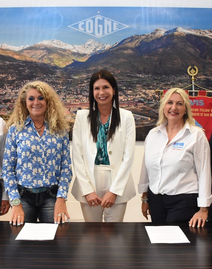 Da sn Paolo David, vcepresidente Avis VdA; Monica Pirovano – Direttore generale Cogne Acciai Speciali;