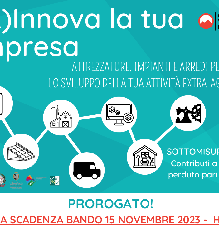 Prorogato il bando Gal '(R)Innova la tua impresa'