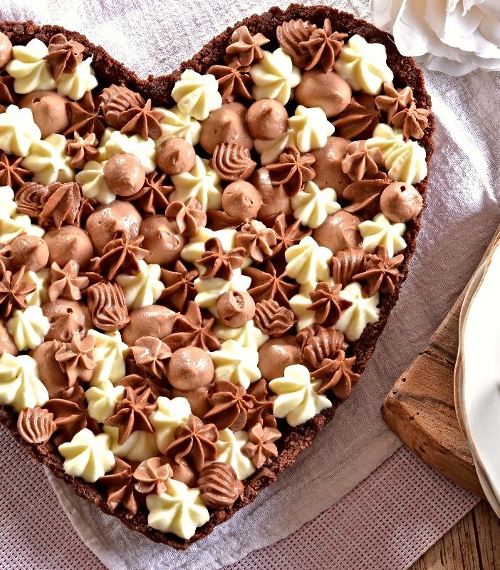 Crostata senza cottura ai tre cioccolati; San Valentino e 'La Pagina del Goloso'