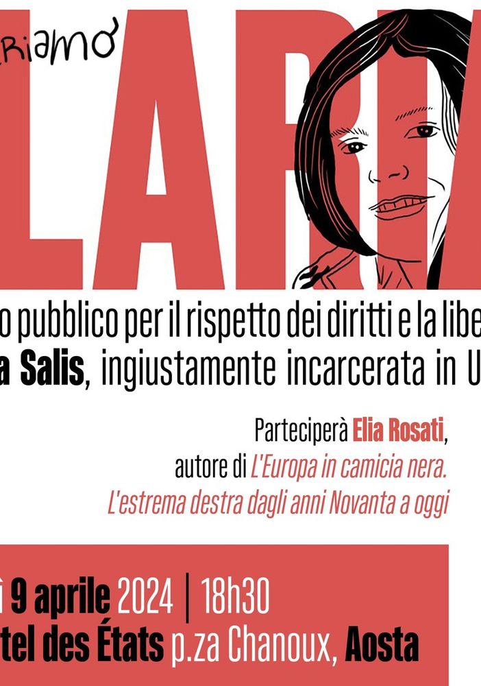 Ad Aosta iniziativa pubblica per Ilaria Salis
