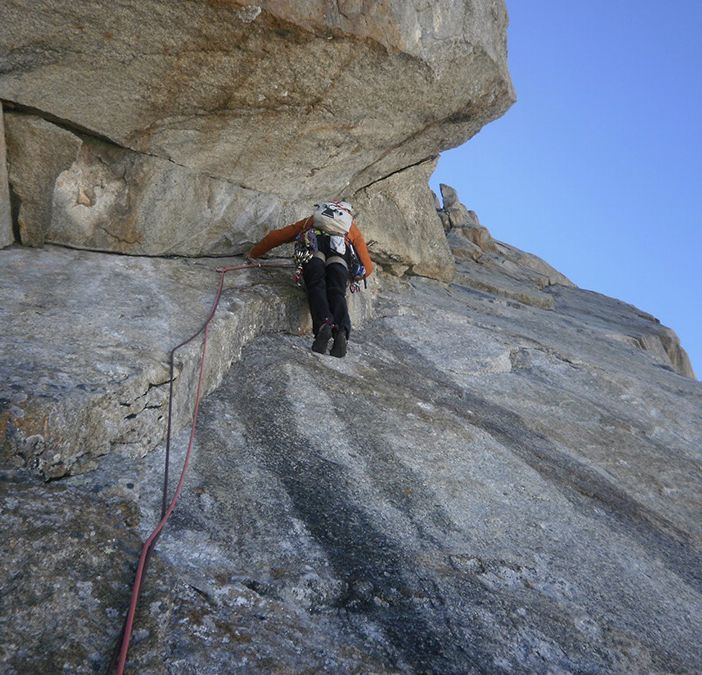 Marco Bagliani sulla 'est' delle Jorasses (photo credit Pietro Godani)