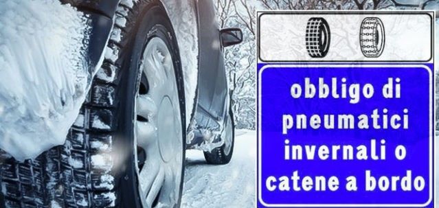 Fino al prossimo 15 aprile obbligo di pneumatici da neve o catene a bordo