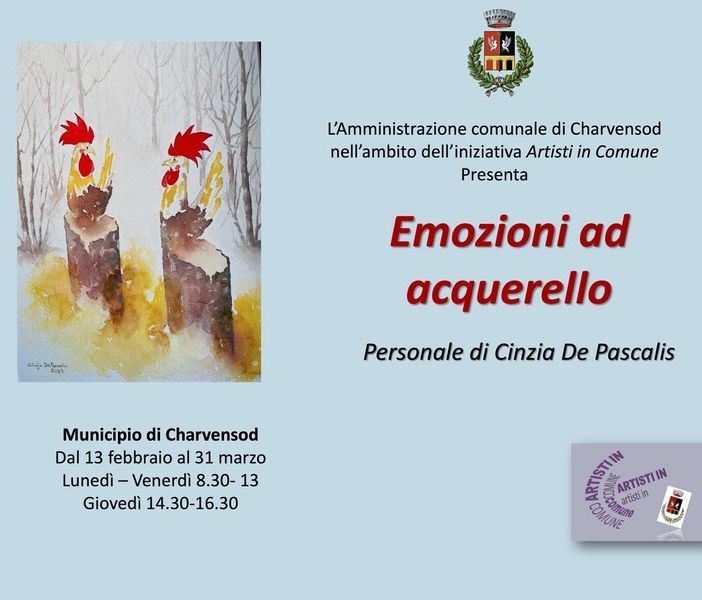 'Artisti in Comune', a Charvensod gli acquarelli di Cinzia De Pascalis