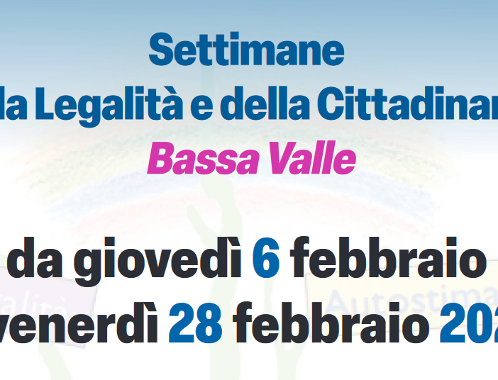 Al via da oggi le 'Settimane della legalità e della cittadinanza bassa Valle'