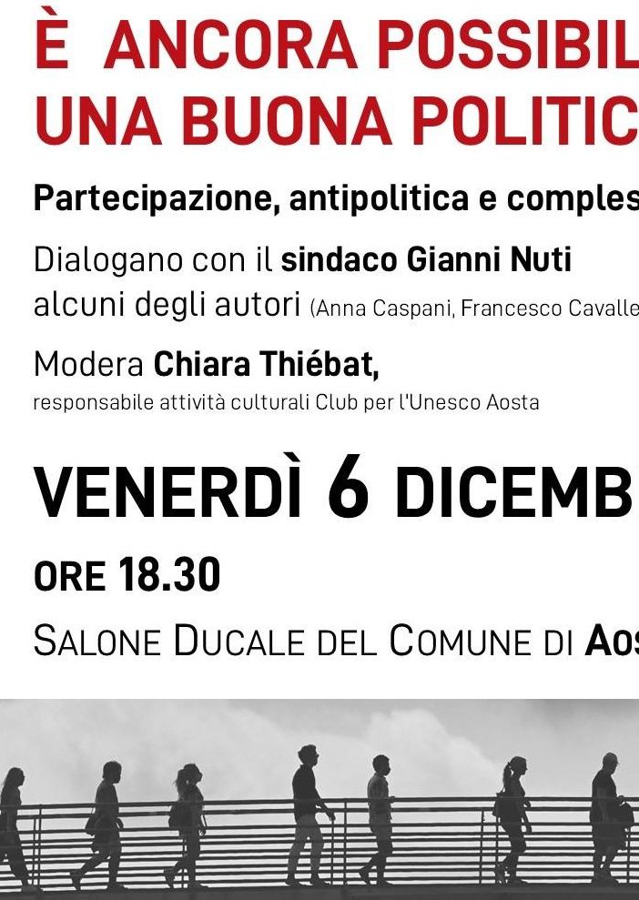 'E' ancora possibile una buona politica?', ad Aosta gli autori presentano il libro