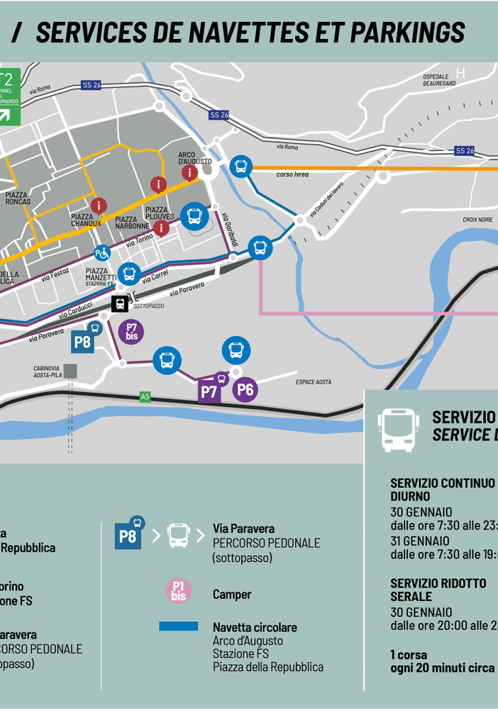 Fiera di Sant'Orso, potenziato servizo bus e circolazione modificata in via Paravera