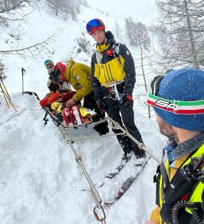 Soccorso freerider caduto nella zona del Pavillon di Courmayeur