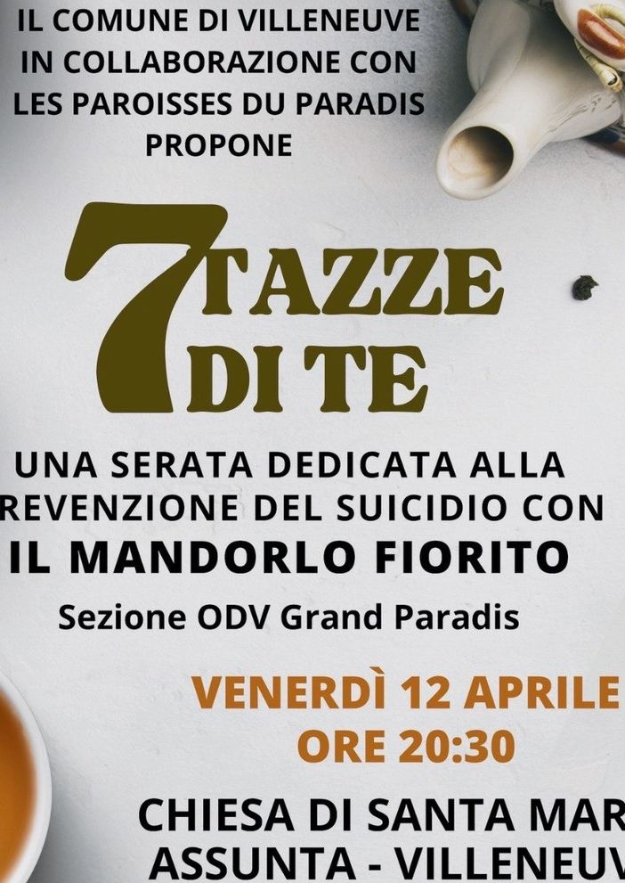 '7 tazze di tè'; a Villeneuve una serata di confronto sul tema del suicidio