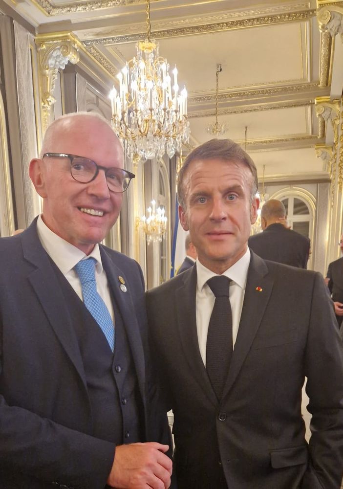 Renzo Testolin avec Emmanuel Macron à l'Elysée