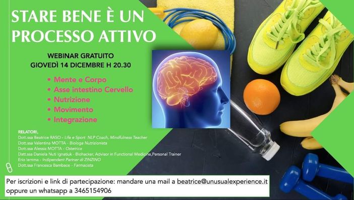 Stare bene è un processo attivo; 'salutare' webinar di Beatrice Raso Stare bene è un processo attivo; 'salutare' webinar di Beatrice Raso