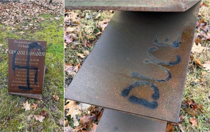 Vandali contro il monumento all’antifascista valdostano Bassanesi