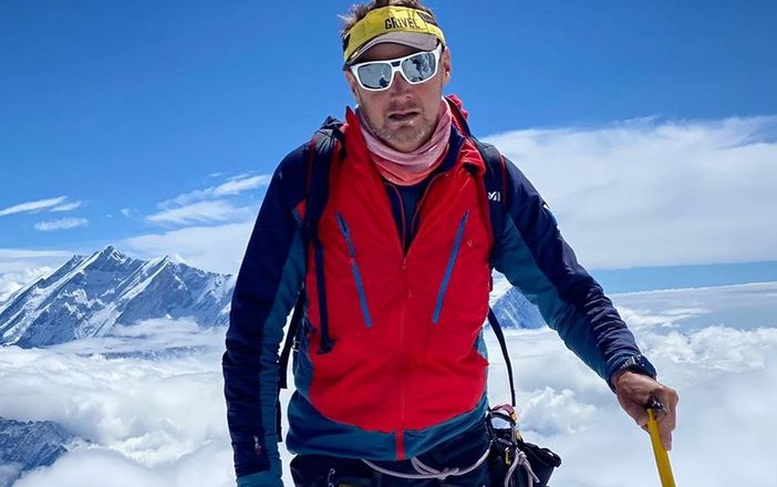 Marco Camandona in vetta al Dhaulagiri nell'ottobre 2021 Marco Camandona in vetta al Dhaulagiri nell'ottobre 2021