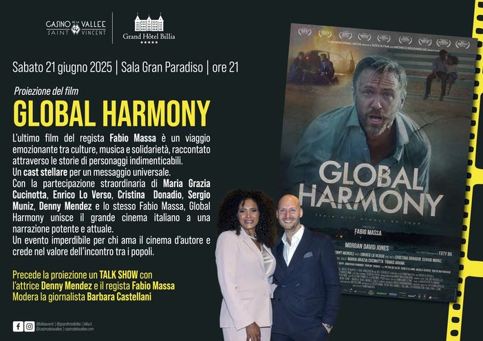 'Global Harmony', proiezione evento e talk show con Fabio Massa e Denny Mendez al G.H. Billia