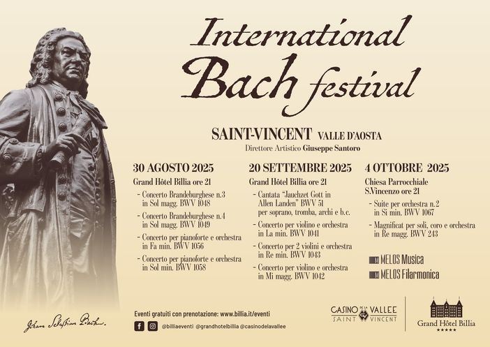 Al Grand Hotel Billia di St-Vincent l'International Bach festival 2025 Al Grand Hotel Billia di St-Vincent l'International Bach festival 2025
