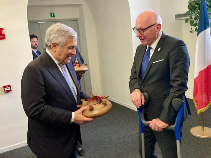 Antonio Tajani insieme al Presidente della Giunta, Renzo Testolin