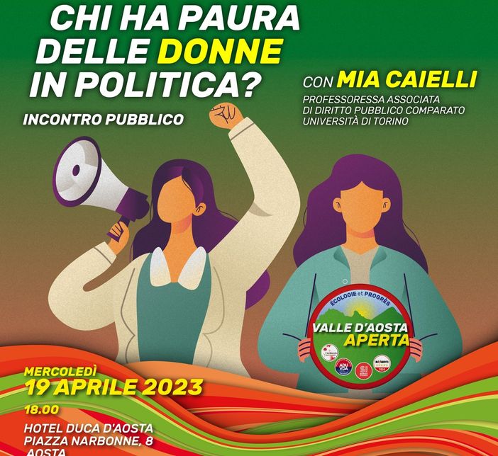 'Chi ha paura delle donne in politica?', incontro pubblico organizzato da VdA Aperta