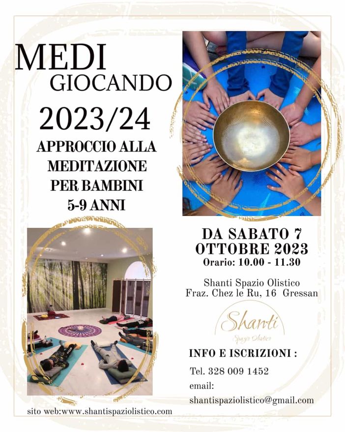 Al via da ottobre MEDI-giocando, la meditazione per bambini Al via da ottobre MEDI-giocando, la meditazione per bambini
