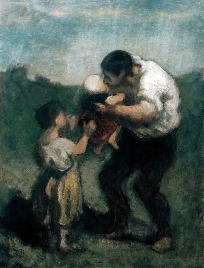 'Il bacio, padre e figli' (1845-1848), Honoré Daumier 'Il bacio, padre e figli' (1845-1848), Honoré Daumier