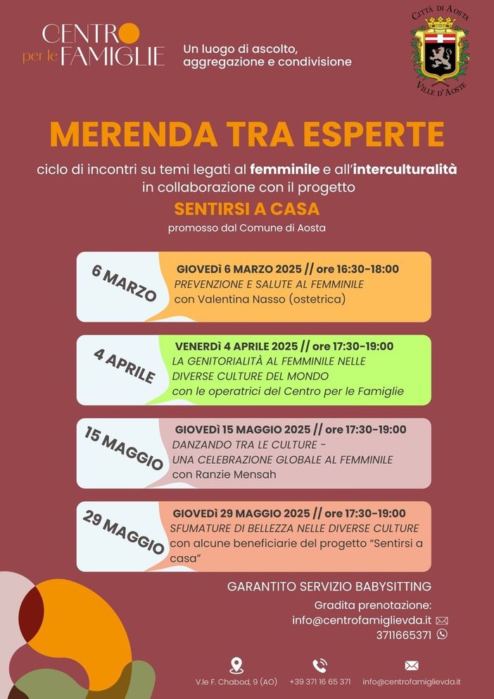 A marzo appuntamenti al femminile al Centro per le famiglie A marzo appuntamenti al femminile al Centro per le famiglie