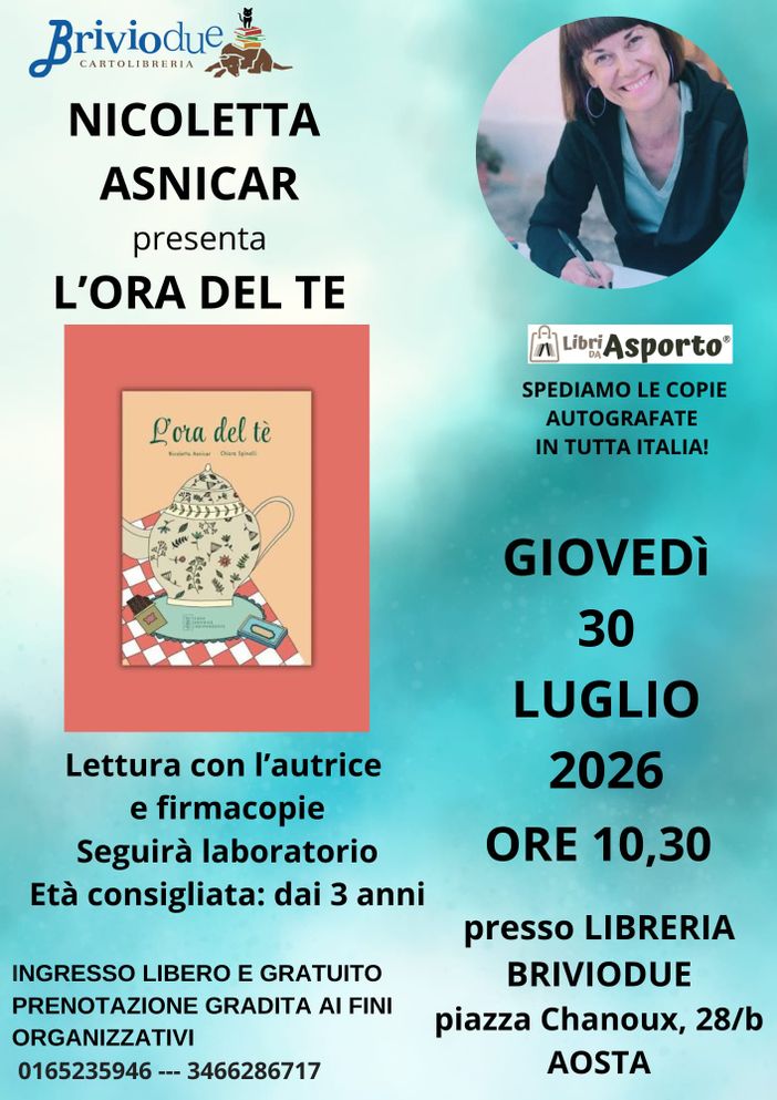 L’ora del tè diventa un’avventura; ad Aosta lettura e laboratorio con Nicoletta Asnicar L’ora del tè diventa un’avventura; ad Aosta lettura e laboratorio con Nicoletta Asnicar