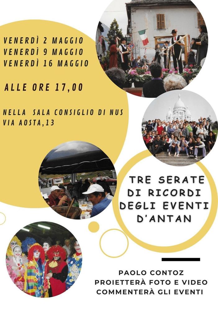 Nus, 'Tre serate di ricordi di eventi d'antan' Nus, 'Tre serate di ricordi di eventi d'antan'