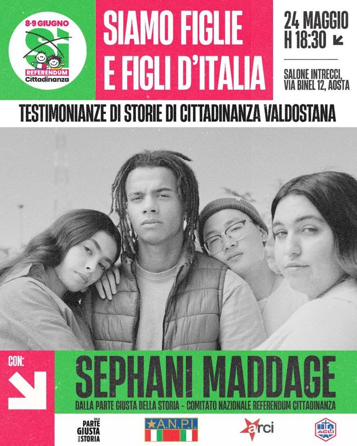 'Siamo figlie e figli d'Italia', sabato ad Aosta incontro su Cittadinanza e referendum